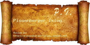 Pissenberger Ixion névjegykártya